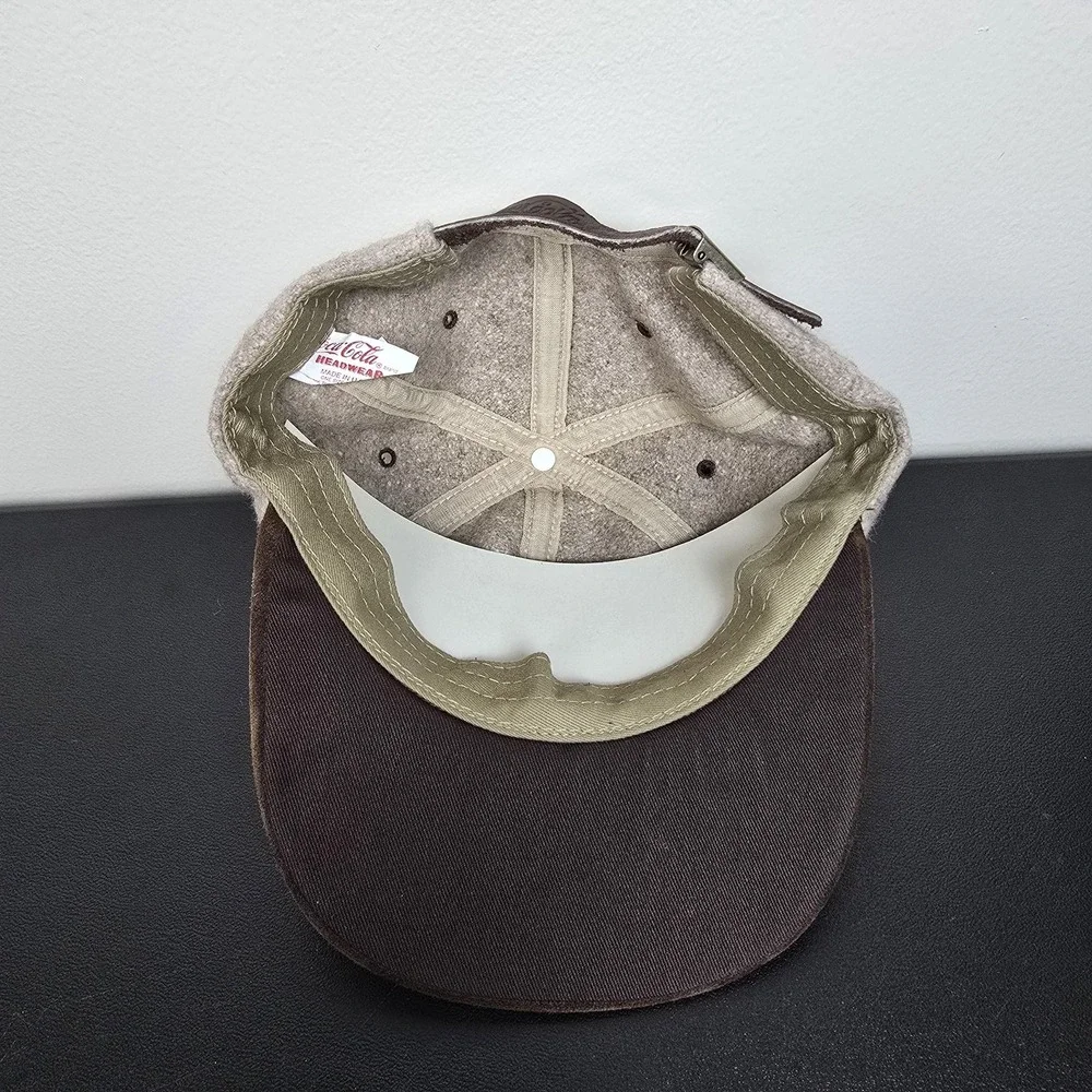 Vintage Coca-Cola Hat Cap‎ Mens Strapback Tan Wool Limited Edition Coke Made USA